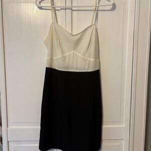 All Saints black and white silk slip dress